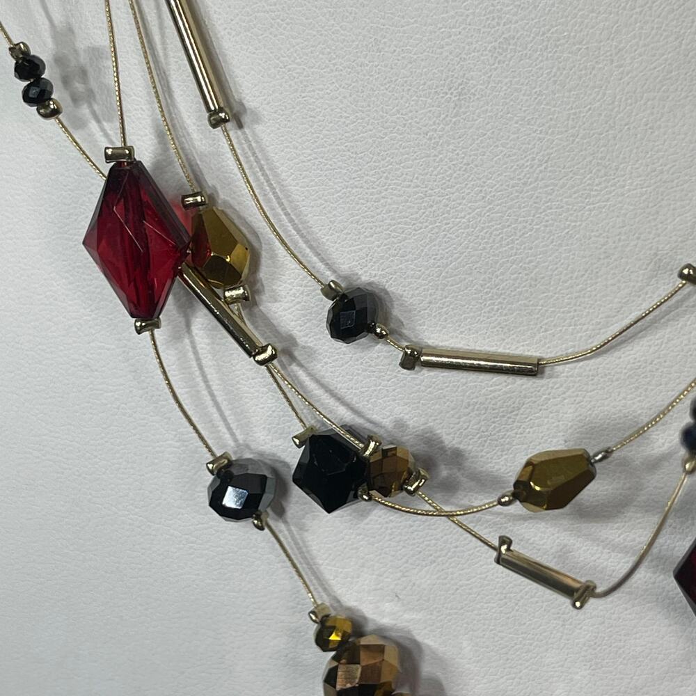 Chico's beaded necklace on wire faceted beads costume signed jewelry beaded - Picture 2 of 13